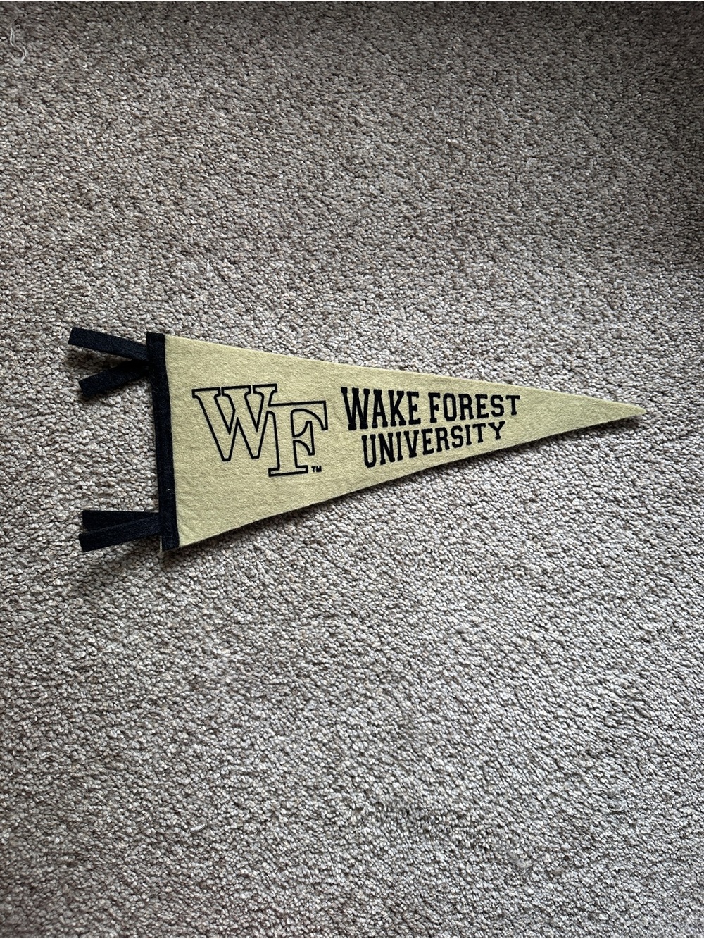 Wake Forest University Felt Pennant Beige & Black Runarounds Set Prop